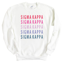 Load image into Gallery viewer, Sigma Kappa Sweatshirt - Sigma Kappa Bright and Stacked Crewneck Sweatshirt - Kite and Crest
