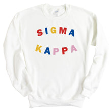 Load image into Gallery viewer, Sigma Kappa Sweatshirt | Sigma Kappa Circular Colorful Crewneck Sweatshirt | Sigma Kappa Sorority Gift Idea - Kite and Crest
