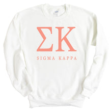 Load image into Gallery viewer, Sigma Kappa Sweatshirt | Sigma Kappa Colored Block Letters Crewneck Sweatshirt | Sigma Kappa Sorority Gift Idea - Kite and Crest
