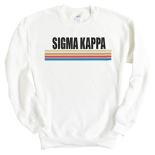 Load image into Gallery viewer, Sigma Kappa Sweatshirt | Sigma Kappa Colorful Stripes Crewneck Sweatshirt | Sigma Kappa Sorority Gift Idea - Kite and Crest
