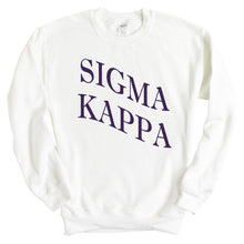 Load image into Gallery viewer, Sigma Kappa Sweatshirt | Sigma Kappa Large and Wavy Letters Crewneck Sweatshirt | Sigma Kappa Sorority Gift Idea - Kite and Crest
