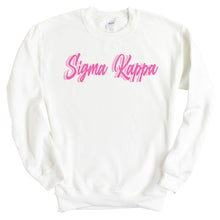 Load image into Gallery viewer, Sigma Kappa Sweatshirt | Sigma Kappa Neon Pink Colored Crewneck Sweatshirt | Sigma Kappa Sorority Gift Idea - Kite and Crest

