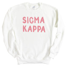 Load image into Gallery viewer, Sigma Kappa Sweatshirt | Sigma Kappa Pink Bubble Letters Crewneck Sweatshirt | Sigma Kappa Sorority Gift Idea - Kite and Crest
