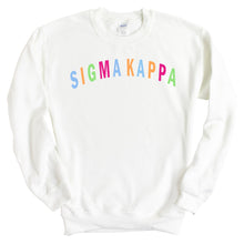 Load image into Gallery viewer, Sigma Kappa Sweatshirt | Sigma Kappa Rainbow Letter Crewneck Sweatshirt | Sigma Kappa Sorority Gift Idea - Kite and Crest
