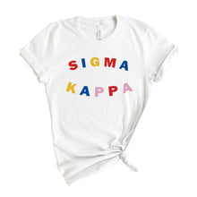 Load image into Gallery viewer, Sigma Kappa T-Shirt | Sigma Kappa Circular Colorful Shirt | Sigma Kappa Sorority Gift Idea - Kite and Crest
