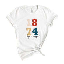 Load image into Gallery viewer, Sigma Kappa T-Shirt | Sigma Kappa Colorful Year Shirt | Sigma Kappa Sorority Gift Idea - Kite and Crest
