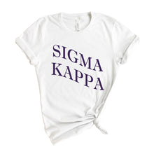 Load image into Gallery viewer, Sigma Kappa T-Shirt | Sigma Kappa Large and Wavy Letters Shirt | Sigma Kappa Sorority Gift Idea - Kite and Crest
