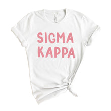 Load image into Gallery viewer, Sigma Kappa T-Shirt | Sigma Kappa Pink Bubble Letters Shirt | Sigma Kappa Sorority Gift Idea - Kite and Crest
