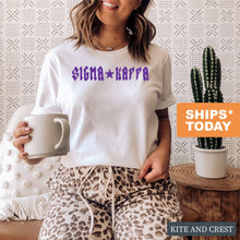 Load image into Gallery viewer, Sigma Kappa T-Shirt | Sigma Kappa Rock Star Shirt | Sigma Kappa Sorority Gift Idea - Kite and Crest
