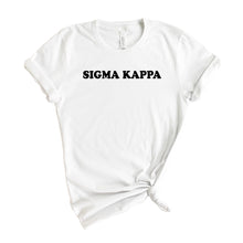 Load image into Gallery viewer, Sigma Kappa T-shirt - Sigma Kappa (SK) Block Name Tee - Kite and Crest
