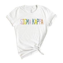 Load image into Gallery viewer, Sigma Kappa T-shirt - Sigma Kappa (SK) Colorful Lined Tee - Kite and Crest
