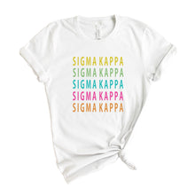 Load image into Gallery viewer, Sigma Kappa T-shirt - Sigma Kappa (SK) Modern Stacked Tee - Kite and Crest
