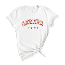 Load image into Gallery viewer, Sigma Kappa T-shirt - Sigma Kappa (SK) Red Arch Tee - Kite and Crest
