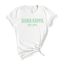 Load image into Gallery viewer, Sigma Kappa T-shirt - Sigma Kappa (SK) Sporty Established Tee - Kite and Crest
