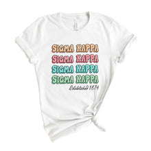 Load image into Gallery viewer, Sigma Kappa T-shirt - Sigma Kappa (SK) Stencil Tee - Kite and Crest
