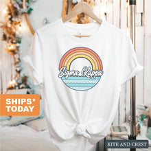 Load image into Gallery viewer, Sigma Kappa T-shirt - Sigma Kappa (SK) Wavy Rainbow Tee - Kite and Crest
