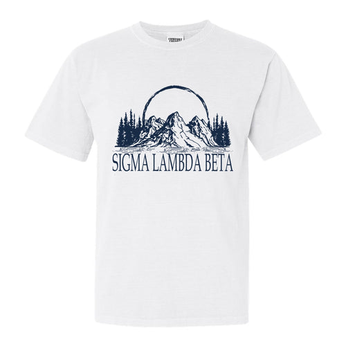 Sigma Lambda Beta Epic Mountains Comfort Colors T-Shirt - Fraternity Tee - Kite and Crest