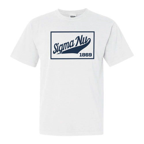 Sigma Nu Comfort Colors T-Shirt - Sigma Nu Baseball Boxed Shirt - Kite and Crest