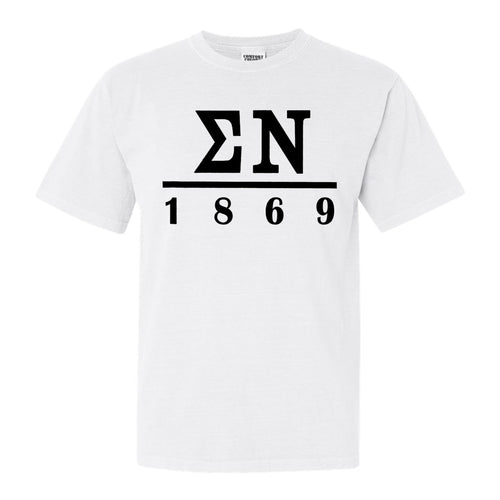 Sigma Nu Comfort Colors T-Shirt - Sigma Nu Black Letters Shirt - Kite and Crest