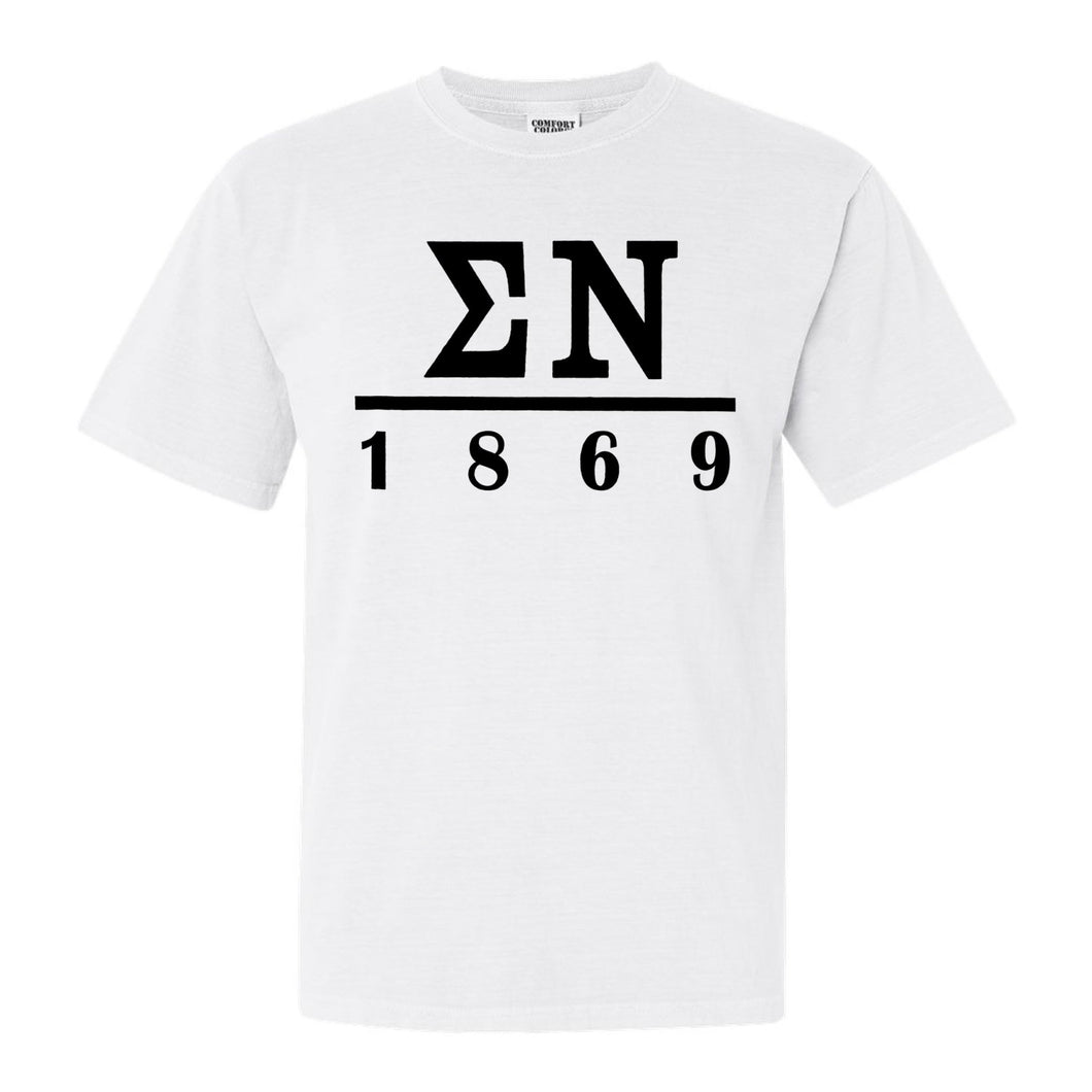 Sigma Nu Comfort Colors T-Shirt - Sigma Nu Black Letters Shirt - Kite and Crest