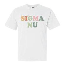 Load image into Gallery viewer, Sigma Nu Comfort Colors T-Shirt - Sigma Nu Bright and Colorful Shirt - Kite and Crest

