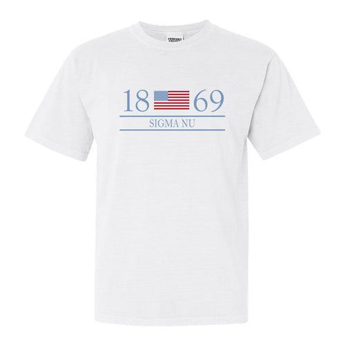 Sigma Nu Comfort Colors T-Shirt - Sigma Nu Flag Year Shirt - Kite and Crest
