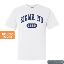 Load image into Gallery viewer, Sigma Nu Comfort Colors T-Shirt - Sigma Nu Fraternal Arch Shirt - Kite and Crest
