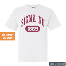 Load image into Gallery viewer, Sigma Nu Comfort Colors T-Shirt - Sigma Nu Large Athletic Shirt - Kite and Crest

