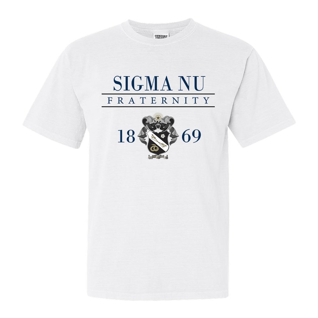 Sigma Nu Comfort Colors T-Shirt - Sigma Nu Large Crest Shirt - Kite and Crest
