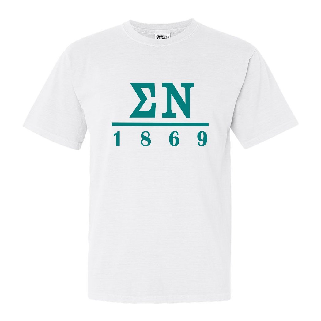 Sigma Nu Comfort Colors T-Shirt - Sigma Nu Lettered Basic Shirt - Kite and Crest