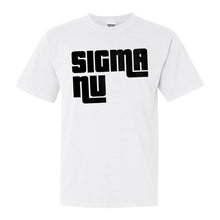 Load image into Gallery viewer, Sigma Nu Comfort Colors T-Shirt - Sigma Nu Stacked Letters Shirt - Kite and Crest
