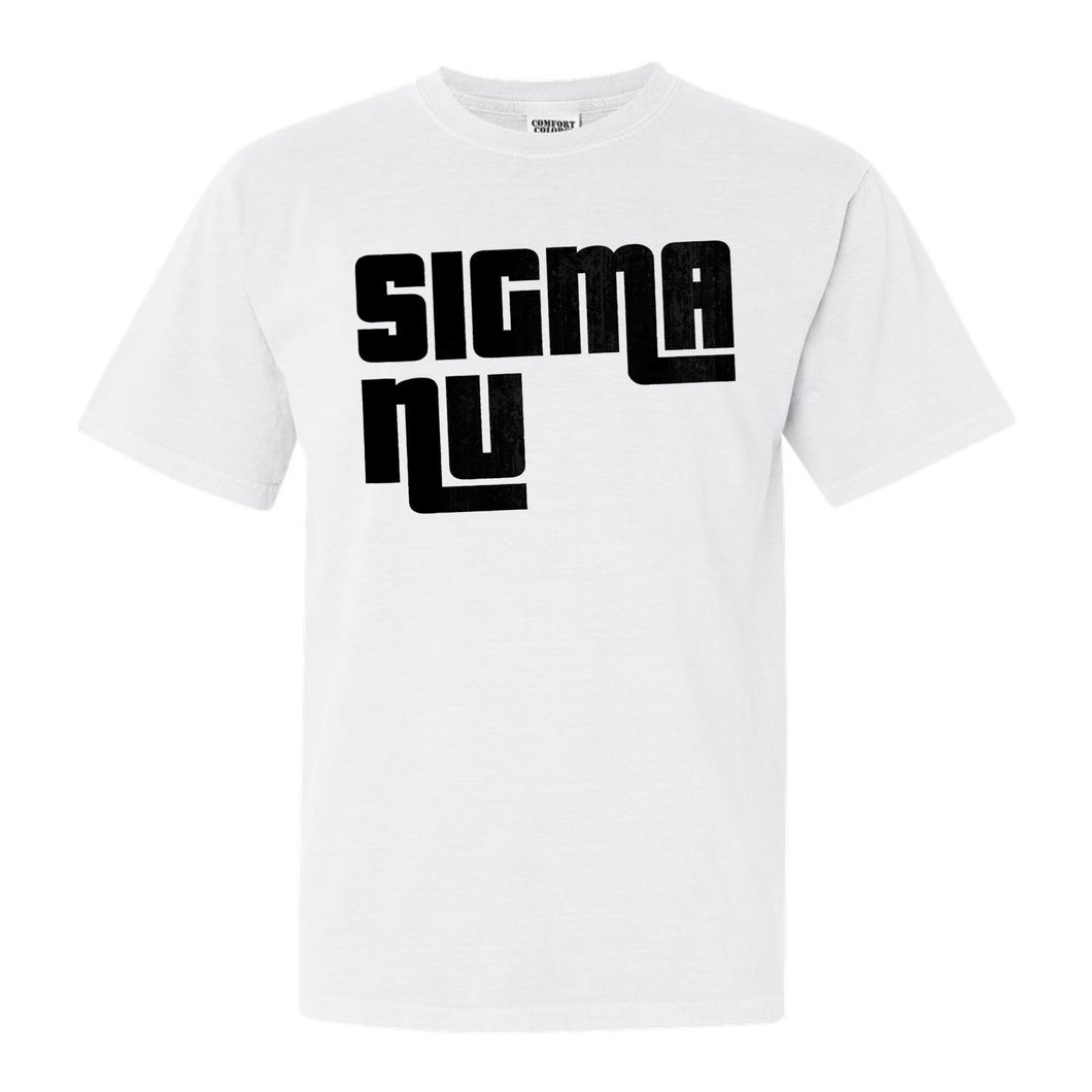 Sigma Nu Comfort Colors T-Shirt - Sigma Nu Stacked Letters Shirt - Kite and Crest