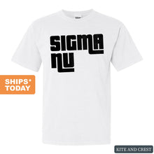 Load image into Gallery viewer, Sigma Nu Comfort Colors T-Shirt - Sigma Nu Stacked Letters Shirt - Kite and Crest
