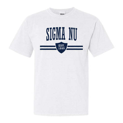 Sigma Nu Comfort Colors T-Shirt - Sigma Nu Striped Shield Shirt - Kite and Crest