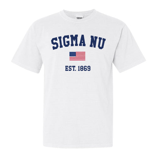 Sigma Nu Comfort Colors T-Shirt - Sigma Nu USA Flag Shirt - Kite and Crest