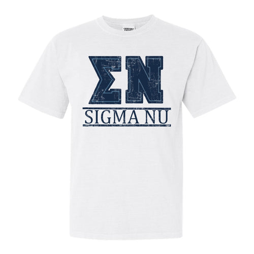 Sigma Nu Comfort Colors T-Shirt - Sigma Nu Washed Letters Shirt - Kite and Crest