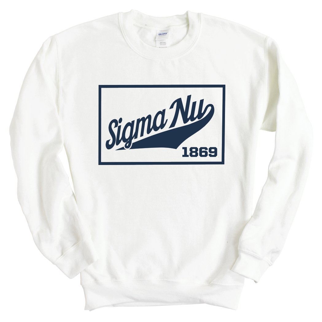 Sigma Nu Sweatshirt - Sigma Nu Baseball Boxed Crewneck Sweatshirt - Kite and Crest