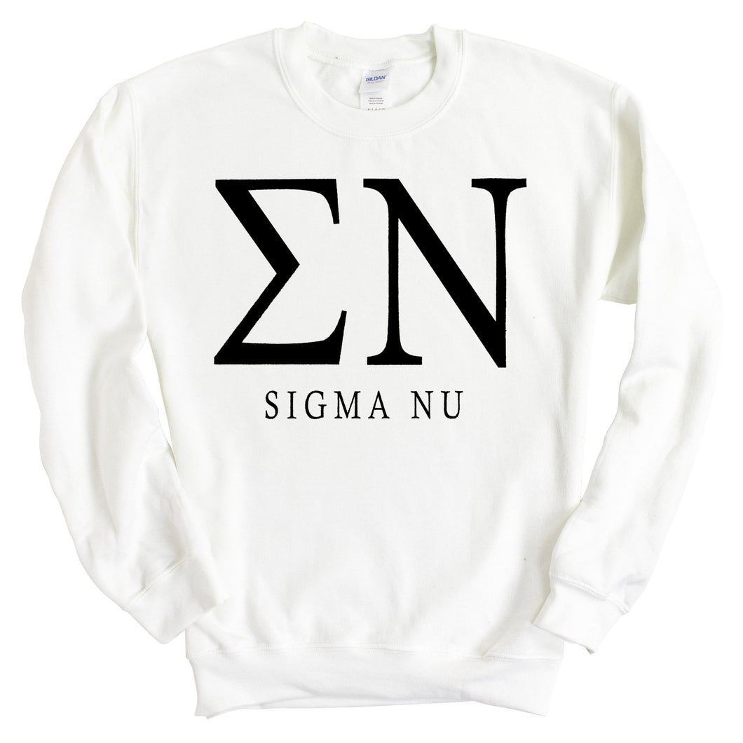 Sigma Nu Sweatshirt - Sigma Nu Block Letter Crewneck Sweatshirt - Kite and Crest