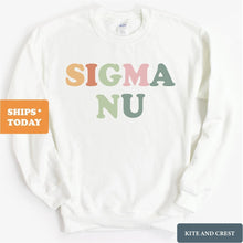 Load image into Gallery viewer, Sigma Nu Sweatshirt - Sigma Nu Bright and Colorful Crewneck Sweatshirt - Kite and Crest
