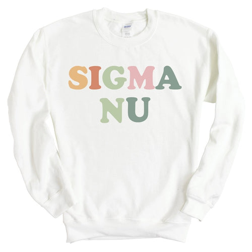 Sigma Nu Sweatshirt - Sigma Nu Bright and Colorful Crewneck Sweatshirt - Kite and Crest