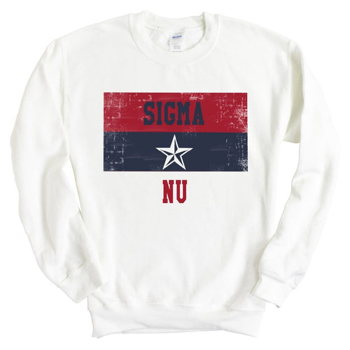 Sigma Nu Sweatshirt - Sigma Nu Colorful Stripe Crewneck Sweatshirt - Kite and Crest