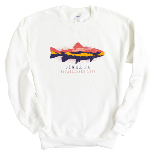 Sigma Nu Sweatshirt - Sigma Nu Fishing Crewneck Sweatshirt - Kite and Crest