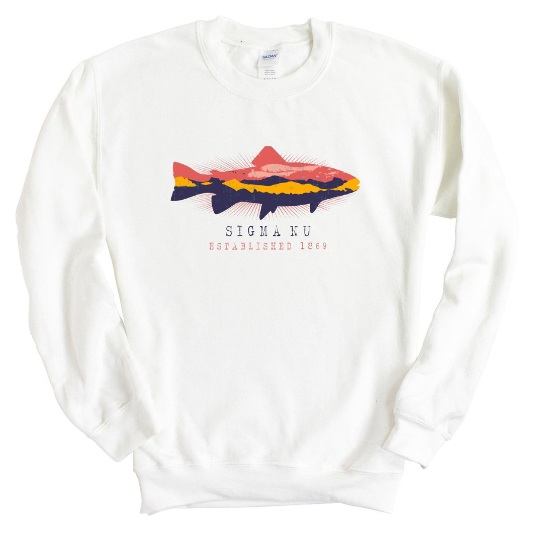 Sigma Nu Sweatshirt - Sigma Nu Fishing Crewneck Sweatshirt - Kite and Crest