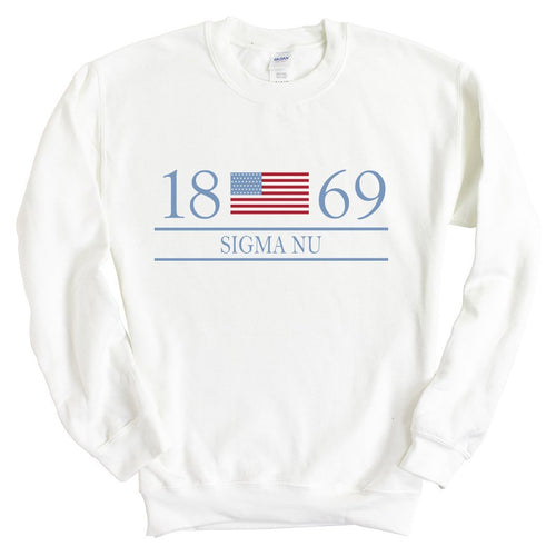 Sigma Nu Sweatshirt - Sigma Nu Flag Year Crewneck Sweatshirt - Kite and Crest