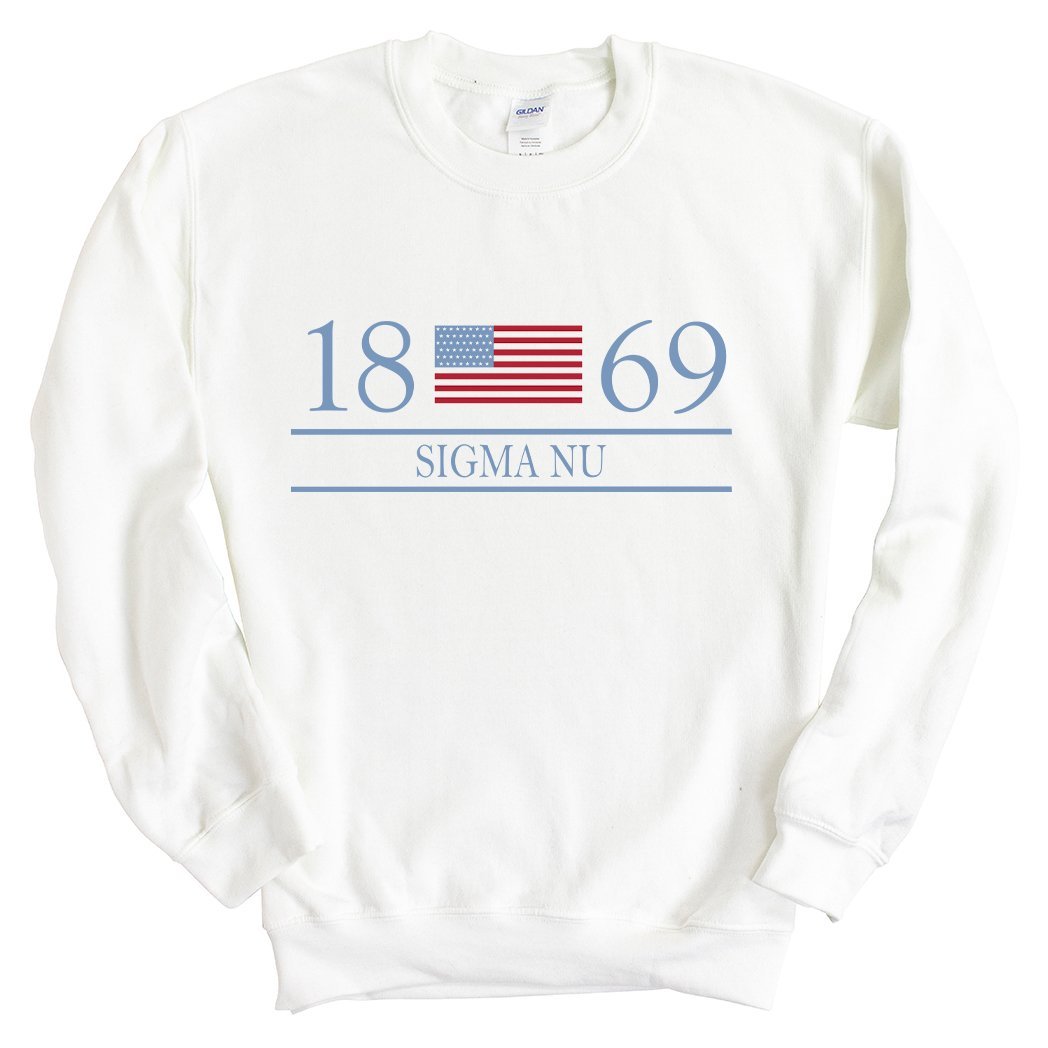 Sigma Nu Sweatshirt - Sigma Nu Flag Year Crewneck Sweatshirt - Kite and Crest