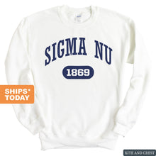 Load image into Gallery viewer, Sigma Nu Sweatshirt - Sigma Nu Fraternal Arch Crewneck Sweatshirt - Kite and Crest
