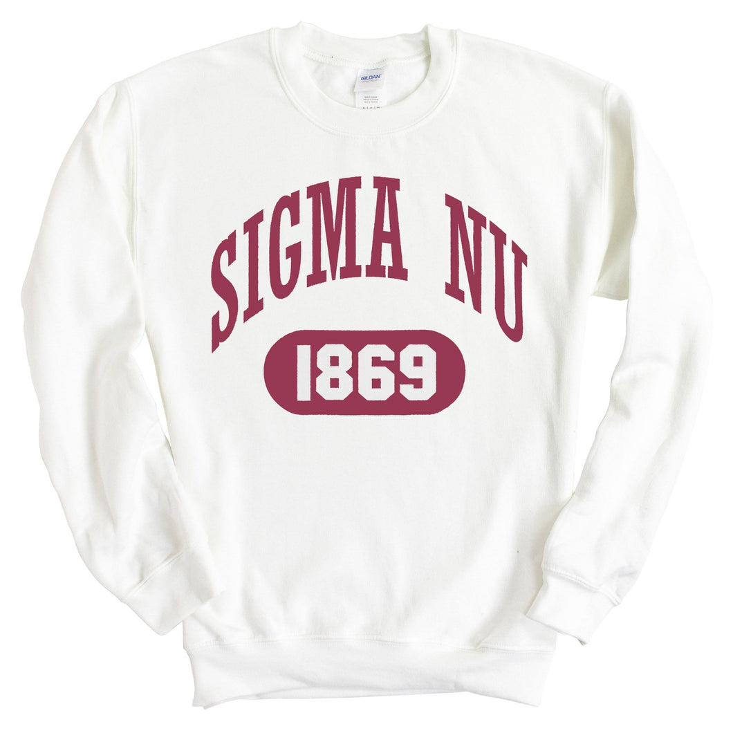 Sigma Nu Sweatshirt - Sigma Nu Large Athletic Crewneck Sweatshirt - Kite and Crest