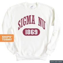 Load image into Gallery viewer, Sigma Nu Sweatshirt - Sigma Nu Large Athletic Crewneck Sweatshirt - Kite and Crest
