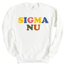 Load image into Gallery viewer, Sigma Nu Sweatshirt - Sigma Nu Retro Letters Crewneck Sweatshirt - Kite and Crest
