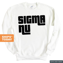 Load image into Gallery viewer, Sigma Nu Sweatshirt - Sigma Nu Stacked Letters Crewneck Sweatshirt - Kite and Crest
